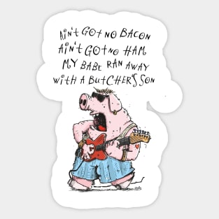 Blues Guitar Pig Sticker